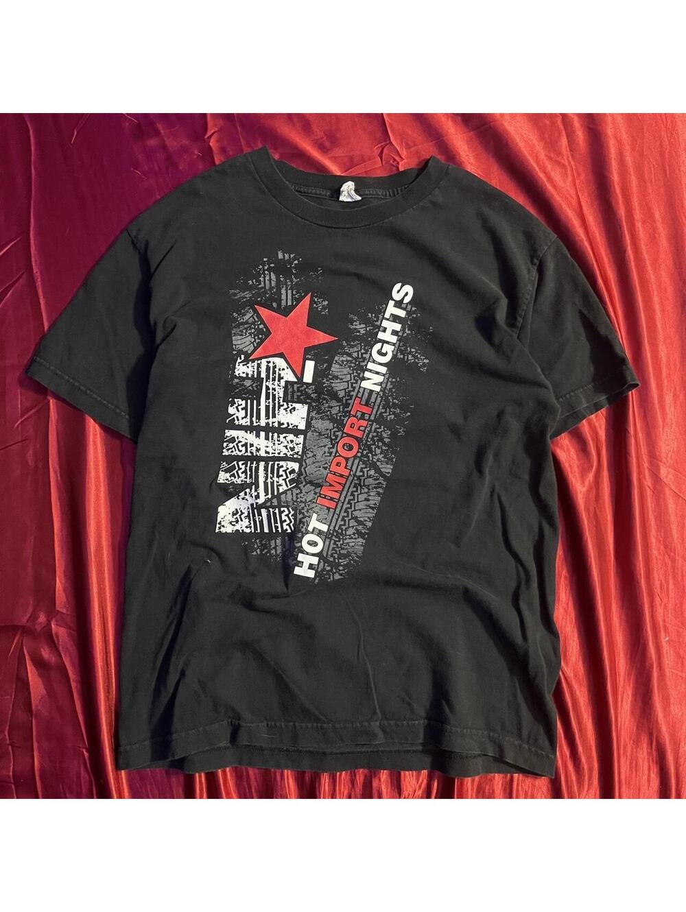 Y2K “Hot import nights” red and black streetwear tshirt